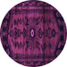 Round Machine Washable Persian Purple Traditional Area Rugs, wshtr3117pur