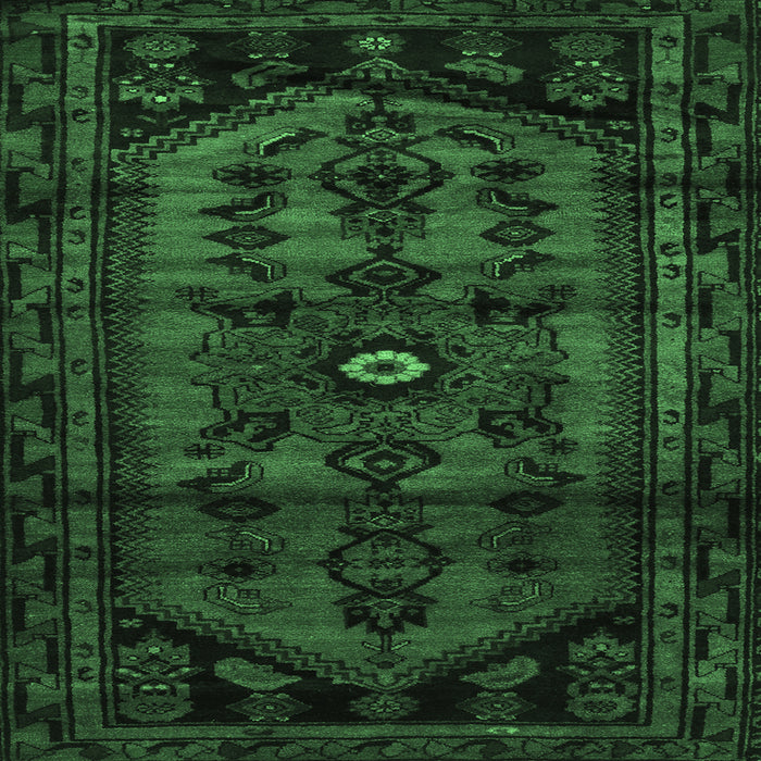 Square Persian Emerald Green Traditional Rug, tr3117emgrn