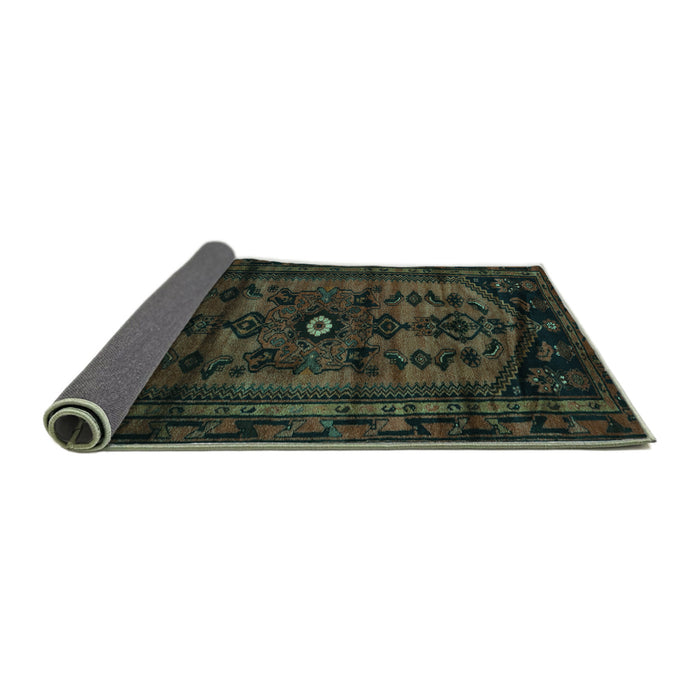 Sideview of Persian Turquoise Traditional Rug, tr3117turq