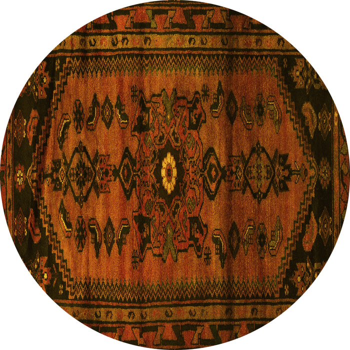 Round Persian Yellow Traditional Rug, tr3117yw