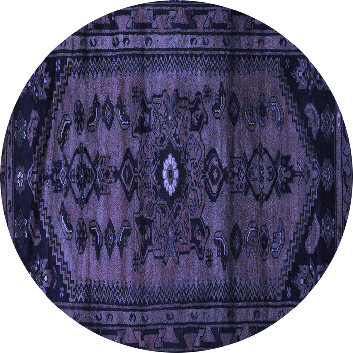 Round Machine Washable Persian Blue Traditional Rug, wshtr3117blu
