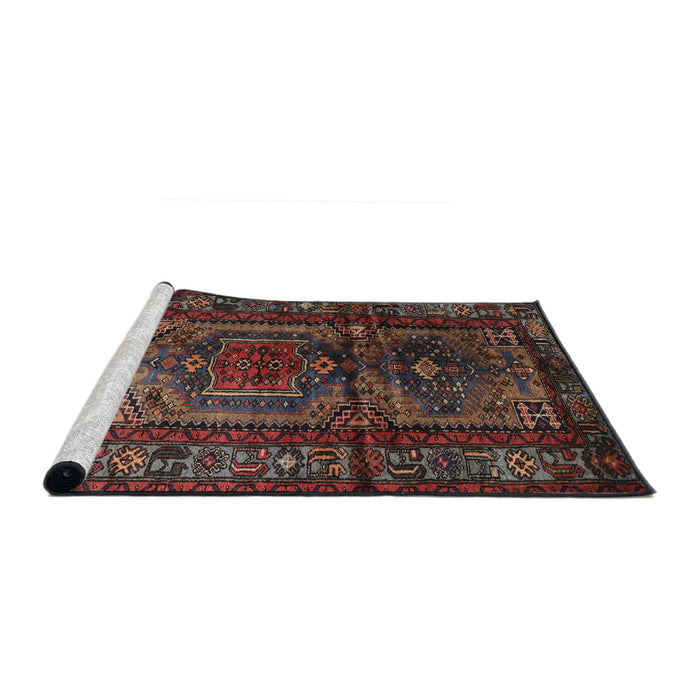 Sideview of Machine Washable Traditional Brown Rug, wshtr3118