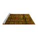 Sideview of Machine Washable Persian Yellow Traditional Rug, wshtr3118yw