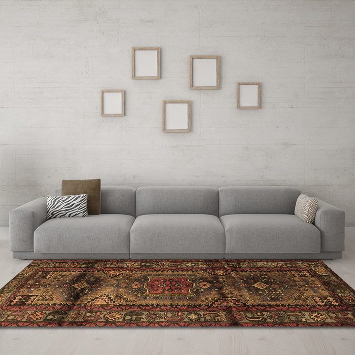 Machine Washable Persian Brown Traditional Rug in a Living Room,, wshtr3118brn
