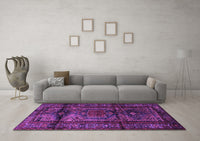 Machine Washable Persian Purple Traditional Rug, wshtr3118pur