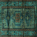 Square Machine Washable Persian Turquoise Traditional Area Rugs, wshtr3118turq