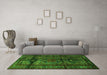 Machine Washable Persian Green Traditional Area Rugs in a Living Room,, wshtr3118grn