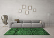 Machine Washable Persian Emerald Green Traditional Area Rugs in a Living Room,, wshtr3118emgrn