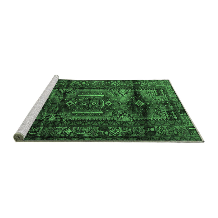 Sideview of Machine Washable Persian Emerald Green Traditional Area Rugs, wshtr3118emgrn
