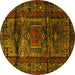 Round Persian Yellow Traditional Rug, tr3118yw