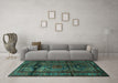 Machine Washable Persian Turquoise Traditional Area Rugs in a Living Room,, wshtr3118turq