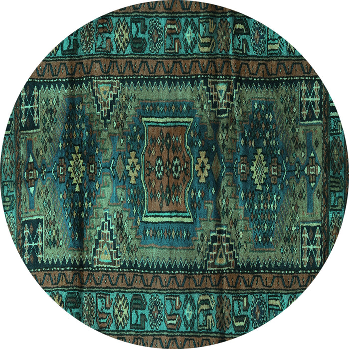 Round Persian Turquoise Traditional Rug, tr3118turq