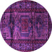 Round Machine Washable Persian Purple Traditional Area Rugs, wshtr3118pur