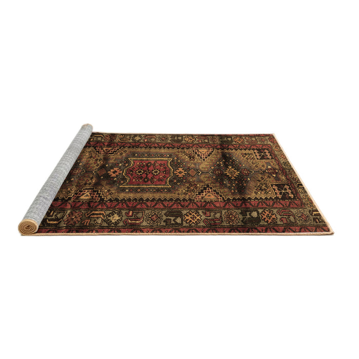 Sideview of Machine Washable Persian Brown Traditional Rug, wshtr3118brn