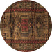 Round Machine Washable Persian Brown Traditional Rug, wshtr3118brn