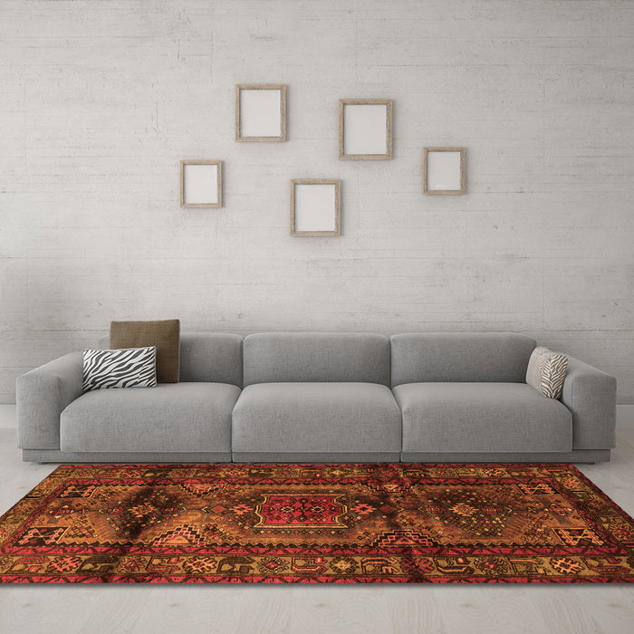 Machine Washable Persian Orange Traditional Area Rugs in a Living Room, wshtr3118org