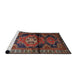 Sideview of Machine Washable Traditional Dark Gold Brown Rug, wshtr3119