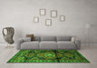 Machine Washable Persian Green Traditional Area Rugs in a Living Room,, wshtr3119grn