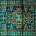 Square Machine Washable Persian Turquoise Traditional Area Rugs, wshtr3119turq