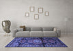 Machine Washable Persian Blue Traditional Rug in a Living Room, wshtr3119blu