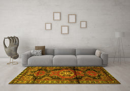 Machine Washable Persian Yellow Traditional Rug in a Living Room, wshtr3119yw