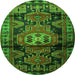 Square Persian Green Traditional Rug, tr3119grn