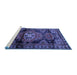 Sideview of Machine Washable Persian Blue Traditional Rug, wshtr3119blu