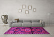 Machine Washable Persian Pink Traditional Rug in a Living Room, wshtr3119pnk