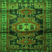 Round Machine Washable Persian Green Traditional Area Rugs, wshtr3119grn