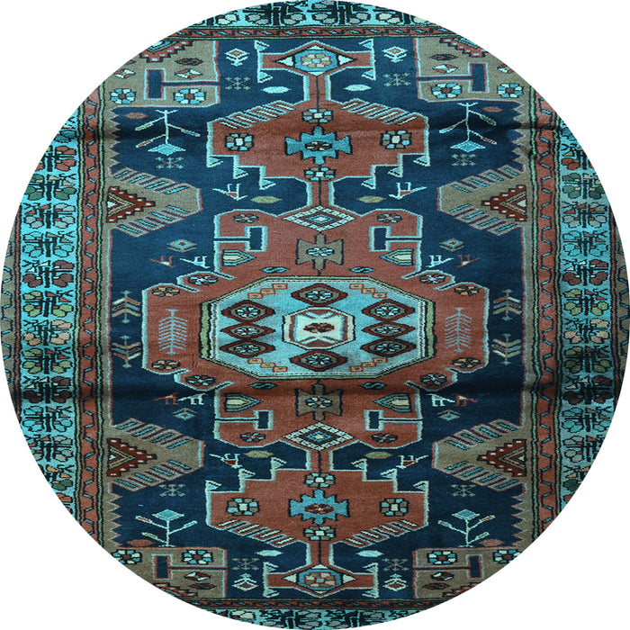 Round Persian Light Blue Traditional Rug, tr3119lblu