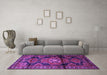 Machine Washable Persian Purple Traditional Area Rugs in a Living Room, wshtr3119pur