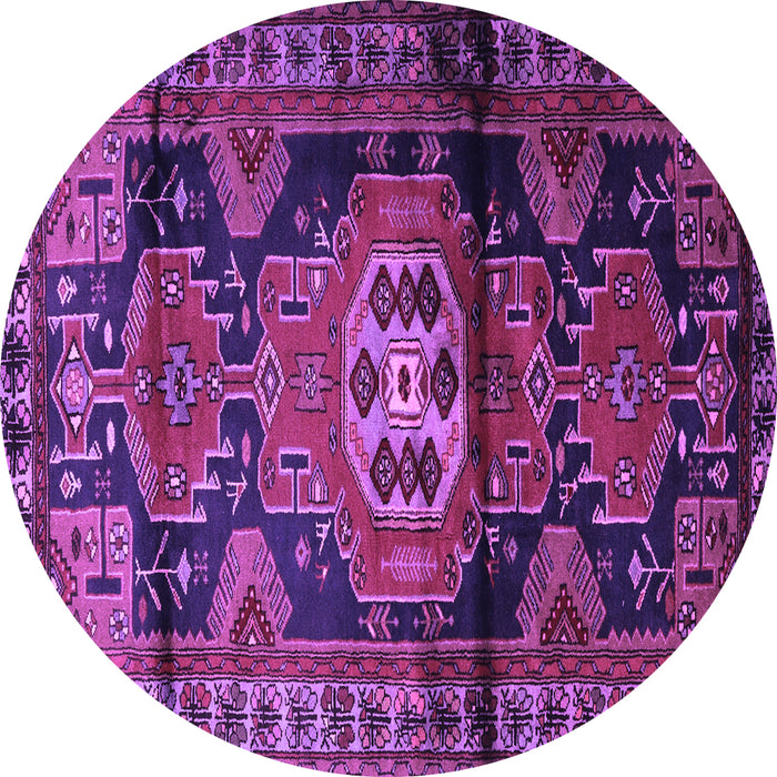 Round Machine Washable Persian Purple Traditional Area Rugs, wshtr3119pur
