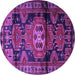 Round Machine Washable Persian Purple Traditional Area Rugs, wshtr3119pur