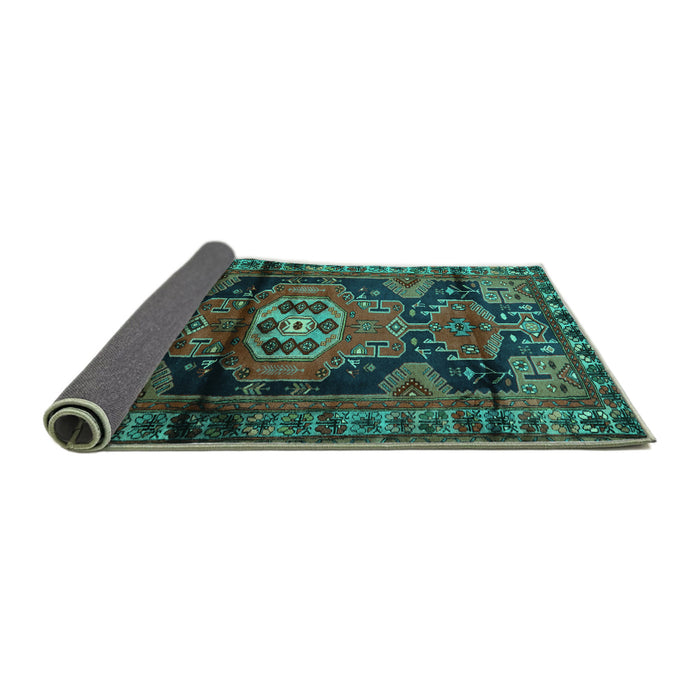 Sideview of Persian Turquoise Traditional Rug, tr3119turq