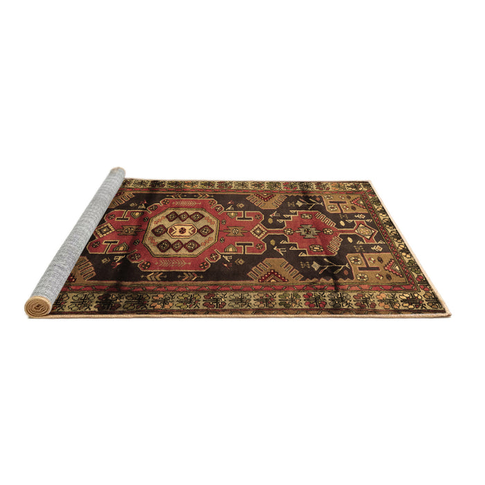 Sideview of Machine Washable Persian Brown Traditional Rug, wshtr3119brn