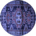 Round Persian Blue Traditional Rug, tr3119blu