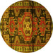 Round Persian Yellow Traditional Rug, tr3119yw