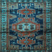 Square Machine Washable Persian Light Blue Traditional Rug, wshtr3119lblu