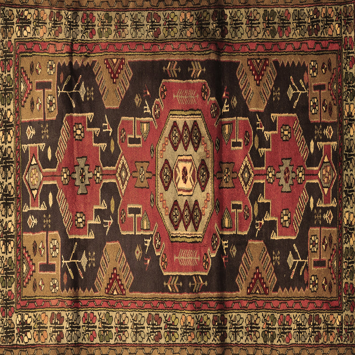 Square Persian Brown Traditional Rug, tr3119brn