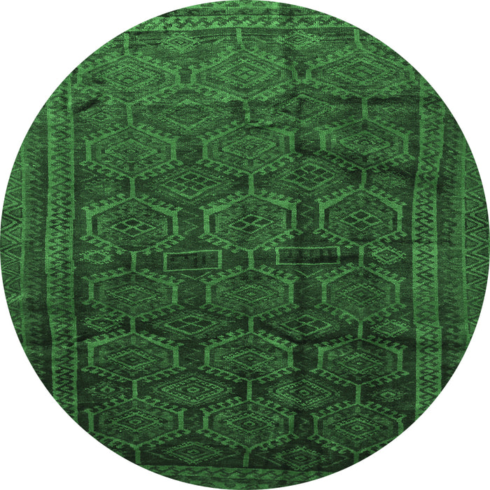 Round Machine Washable Persian Emerald Green Traditional Area Rugs, wshtr311emgrn