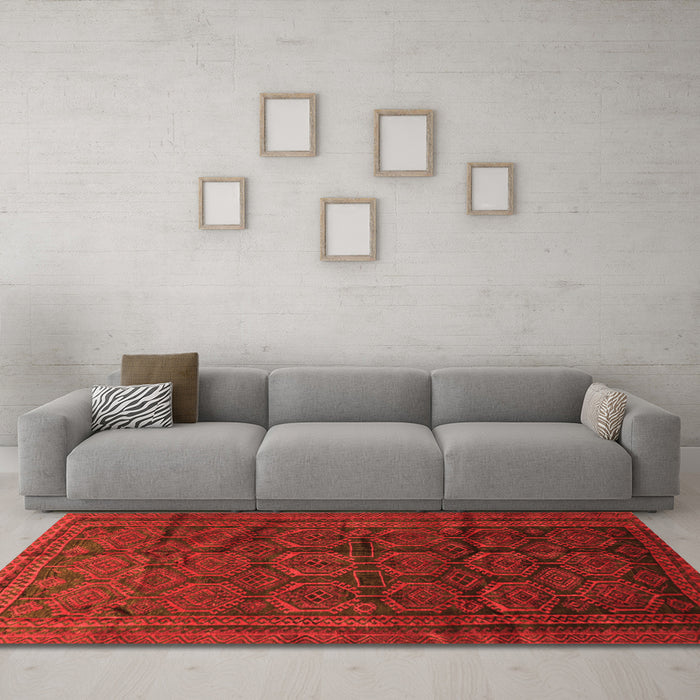 Machine Washable Persian Orange Traditional Area Rugs in a Living Room, wshtr311org