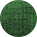 Round Persian Emerald Green Traditional Rug, tr311emgrn