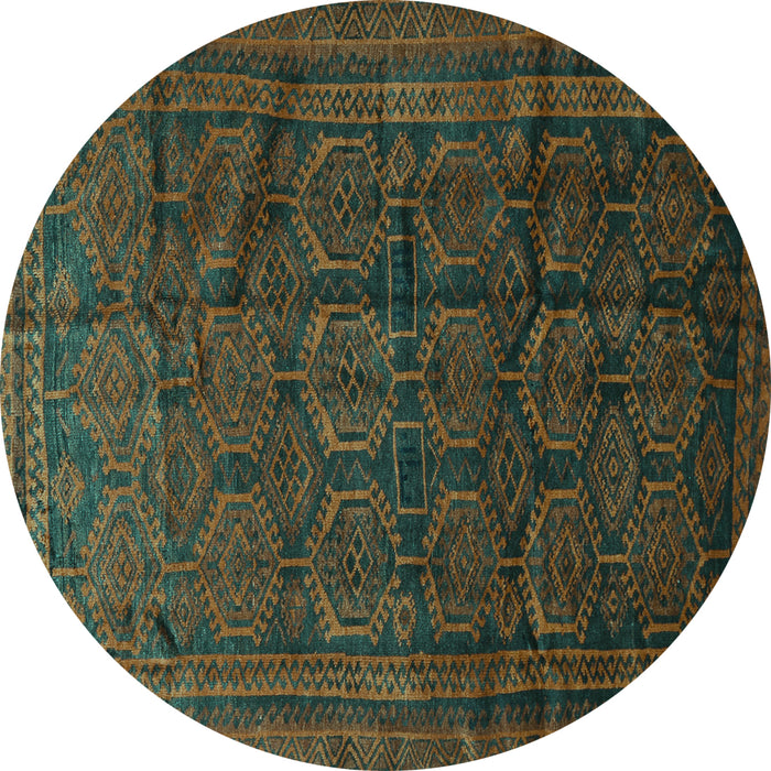Round Persian Turquoise Traditional Rug, tr311turq