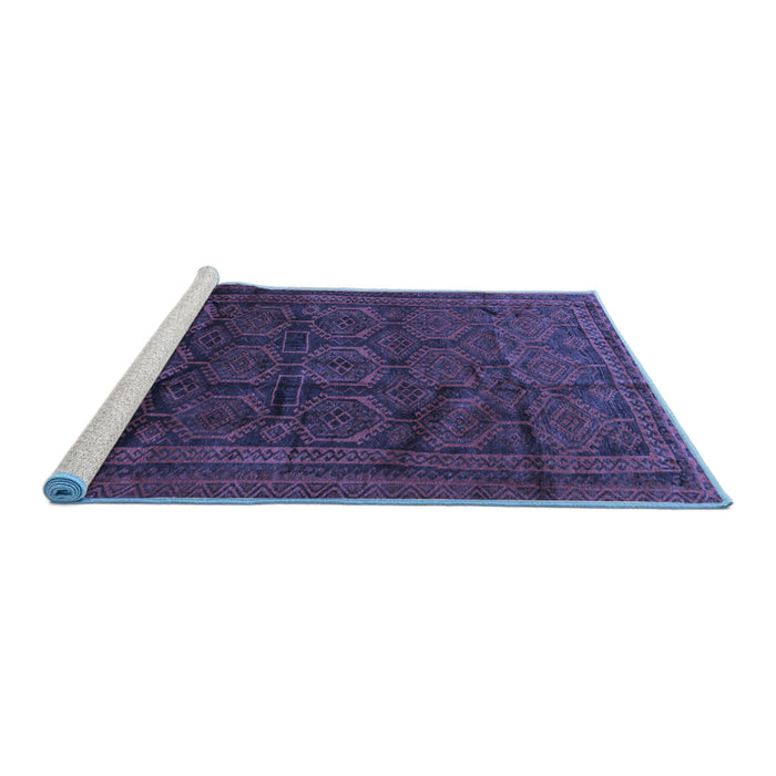 Sideview of Machine Washable Persian Blue Traditional Rug, wshtr311blu