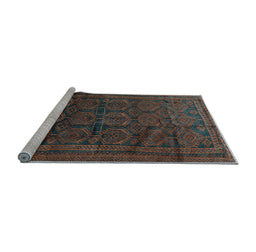 Sideview of Machine Washable Persian Light Blue Traditional Rug, wshtr311lblu