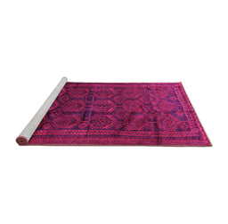 Sideview of Machine Washable Persian Pink Traditional Rug, wshtr311pnk