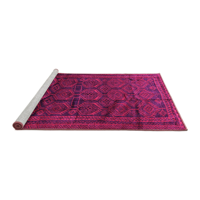 Sideview of Machine Washable Persian Pink Traditional Rug, wshtr311pnk