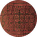 Round Persian Brown Traditional Rug, tr311brn