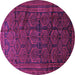 Round Persian Purple Traditional Rug, tr311pur