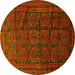 Round Persian Yellow Traditional Rug, tr311yw